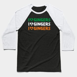 I Love Gingers Heart Shamrock Redhead Lover Baseball T-Shirt